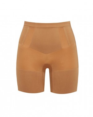 Beige Spanx OnCore Mid-Thigh Short | AWDXT-9136