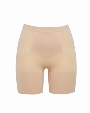 Beige Spanx OnCore Mid-Thigh Short | JSROK-1063