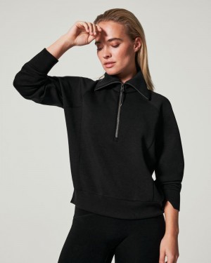 Black Spanx AirEssentials Half Zip | XGHWO-9874