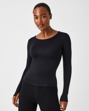 Black Spanx Better Base Long Sleeve Crew | TREJW-9268