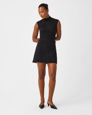 Black Spanx Faux Suede Mini Skirt, 16.5" | SCOWI-3879