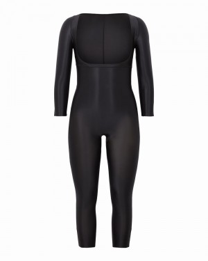 Black Spanx Suit Your Fancy Open-Bust 3/4 Sleeve Catsuit | HRUKW-5819