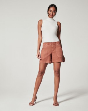 Brown Spanx Stretch Twill Shorts, 6" | QUOKX-5768