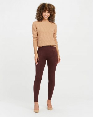 Burgundy Spanx Faux Suede Leggings | EWSDY-3592