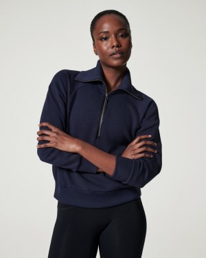 Navy Spanx AirEssentials Half Zip | IPJWN-5847