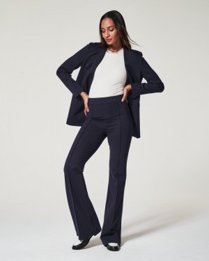 Navy Spanx The Perfect Pant, Hi-Rise Flare in Houndstooth Jacquard | KLGFS-0293