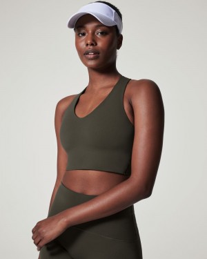 Olive Spanx Longline Medium Impact Sports Bra | WJCSF-0897