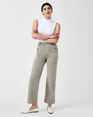 Olive Spanx Stretch Twill Cropped Wide Leg Pant | OIYAP-2178