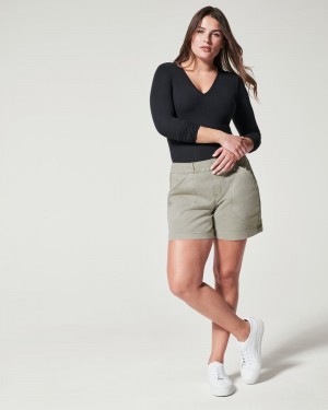 Olive Spanx Stretch Twill Shorts, 6" | OQRFL-4508