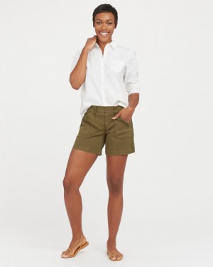 Olive Spanx Stretch Twill Shorts, 6" | QFGWS-5264