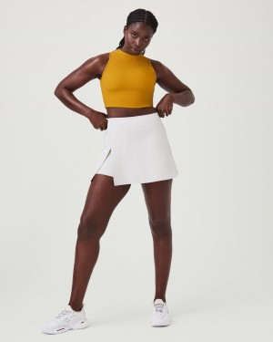 Orange Mustard Spanx Contour Rib Mock Neck Crop Top | QDAXH-7091