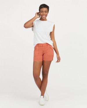 Orange Spanx Stretch Twill Shorts, 4" | HFIGZ-2876