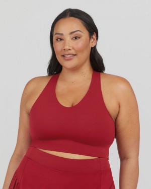 Red Spanx Longline Medium Impact Sports Bra | ESYKT-9238