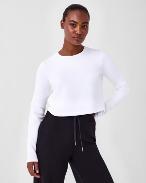 White Spanx AirEssentials Cropped Long Sleeve Top | OIQUR-3709