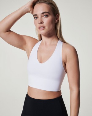 White Spanx Longline Medium Impact Sports Bra | HYQIF-6843