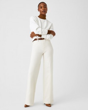 White Spanx Seamed Front Wide Leg Jeans | PDVLY-8931