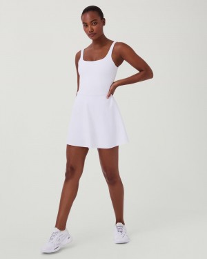 White Spanx The Get Moving Square Neck Tank Dress, 30.5" | EUAWX-0459