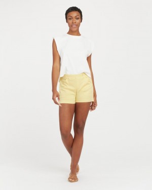 Yellow Spanx Stretch Twill Shorts, 4" | OEVDR-7136