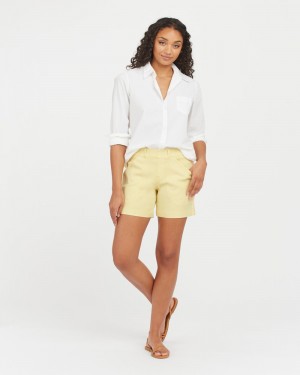 Yellow Spanx Stretch Twill Shorts, 6" | TSROW-0152