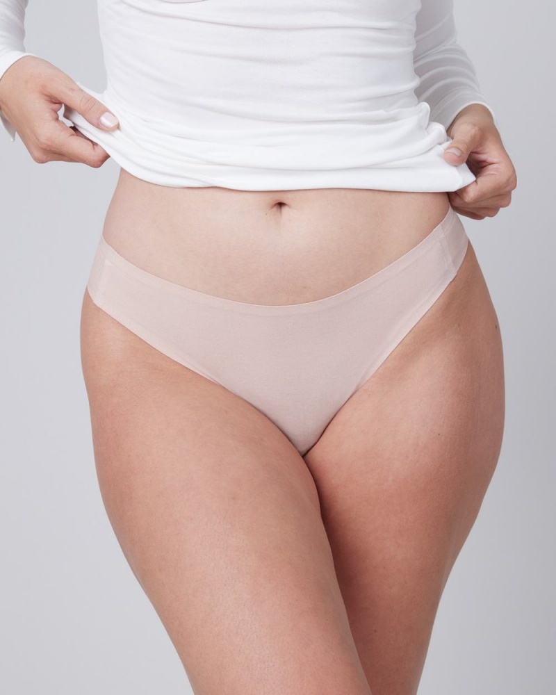 Beige Spanx Ahhh-llelujah® Pima Cotton ‘Fit to You’ Thong | UABVJ-1683