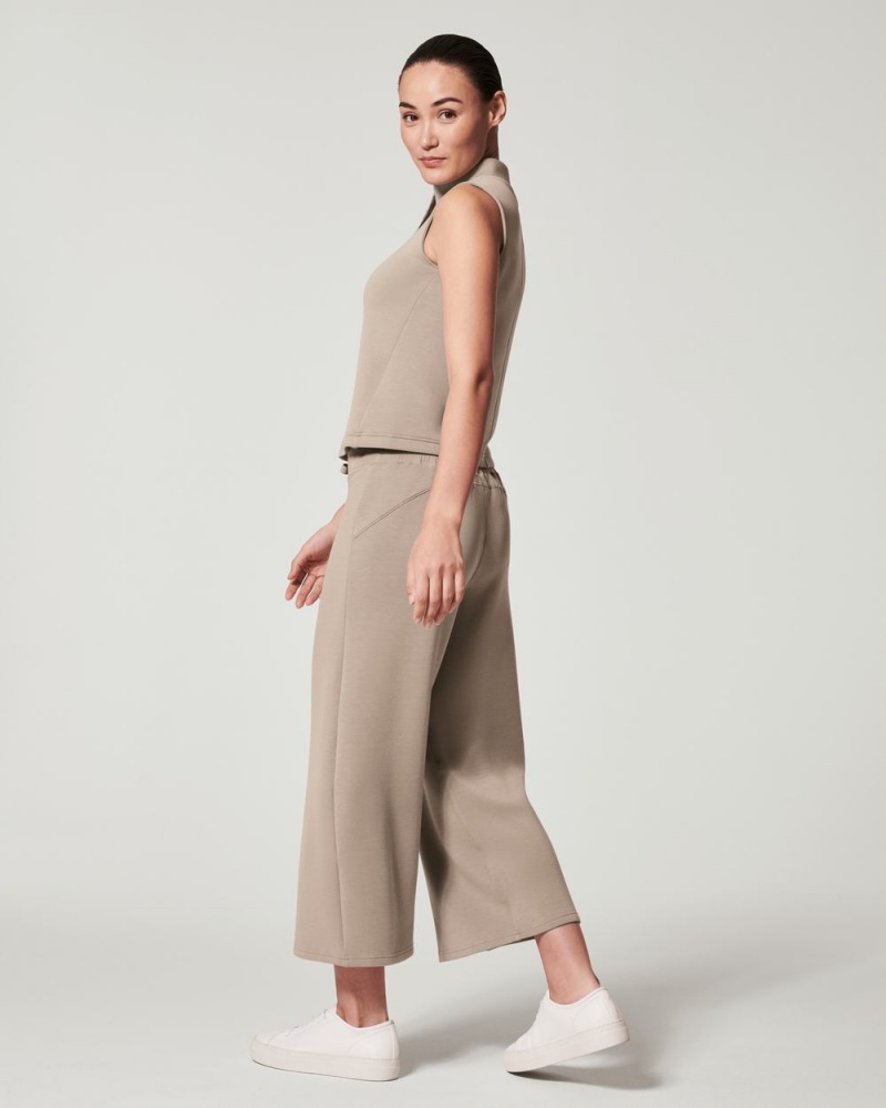 Beige Spanx AirEssentials Cropped Wide Leg Pant | PEMHL-5349