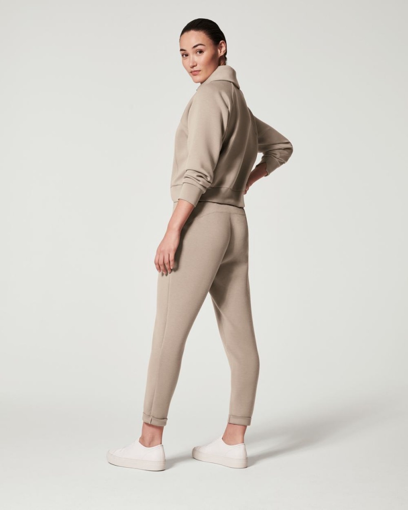 Beige Spanx AirEssentials Half Zip | POJSD-6518