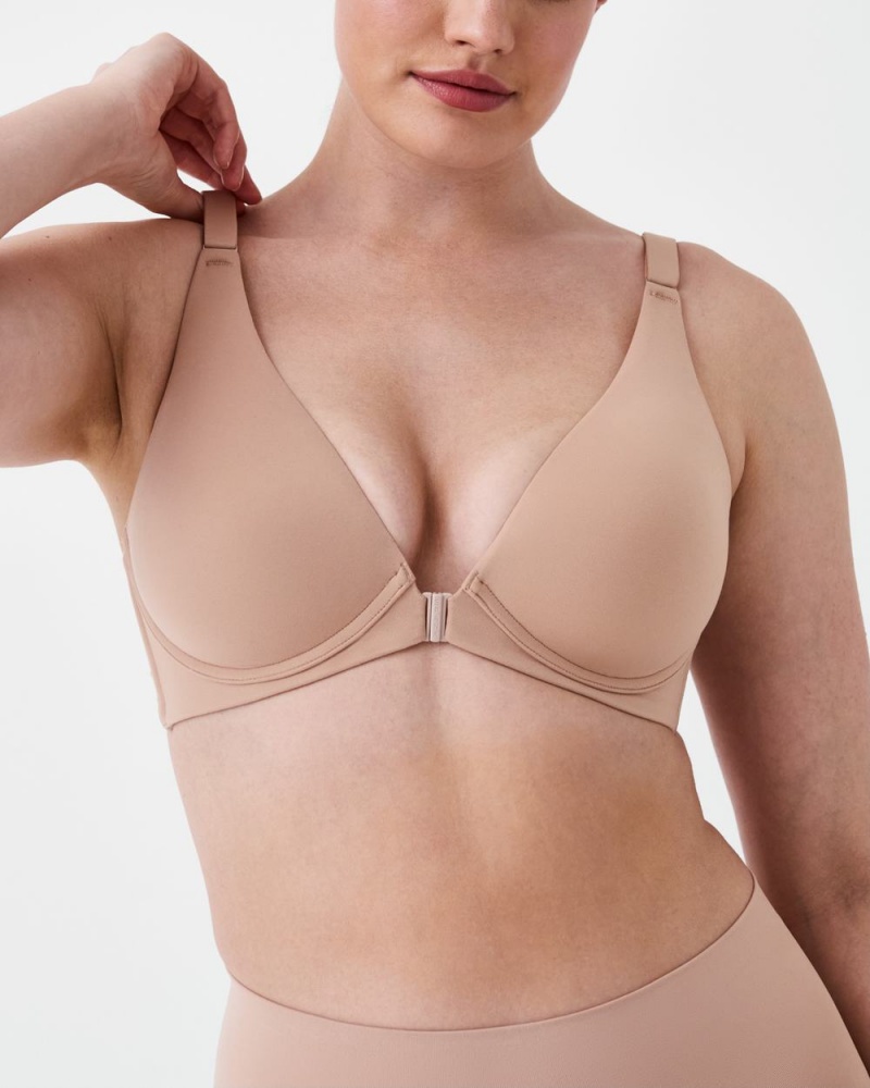 Beige Spanx Bra-llelujah!® Adjustable Plunge Wireless Lift Bra | ODKVU-2190