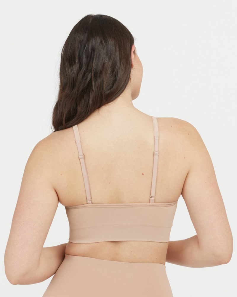 Beige Spanx EcoCare Seamless Shaping Longline Bralette | ERQWV-3517