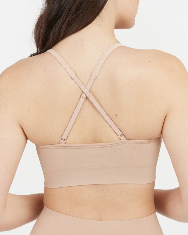 Beige Spanx EcoCare Seamless Shaping Longline Bralette | ERQWV-3517