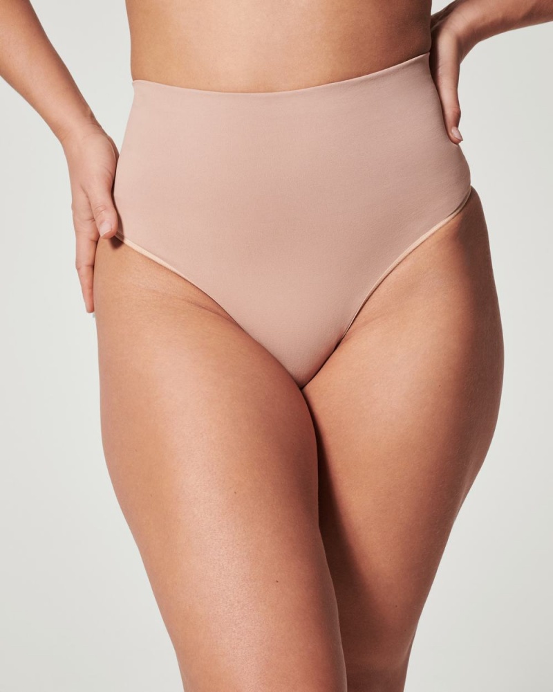 Beige Spanx EcoCare Seamless Shaping Thong | GOQPB-5902