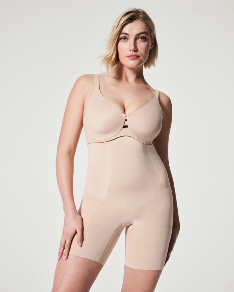 Beige Spanx OnCore High-Waisted Mid-Thigh Short | BLEUW-1704