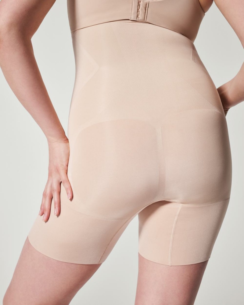 Beige Spanx OnCore High-Waisted Mid-Thigh Short | BLEUW-1704