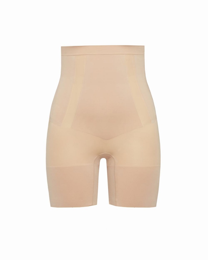 Beige Spanx OnCore High-Waisted Mid-Thigh Short | BLEUW-1704