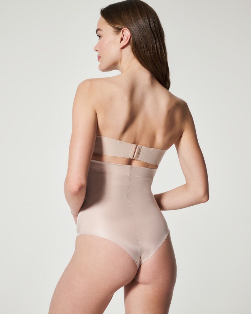 Beige Spanx Suit Your Fancy High-Waisted Thong | IKDVU-8065