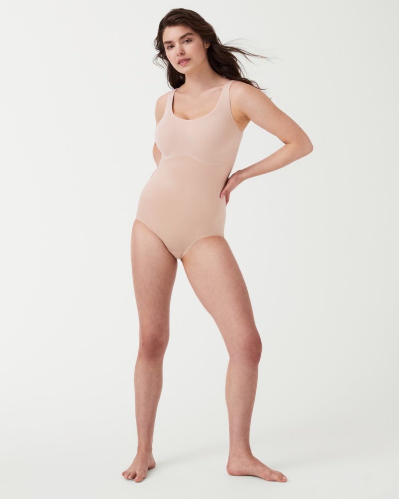 Beige Spanx Thinstincts® 2.0 Tank Panty Bodysuit | FIJXW-3972