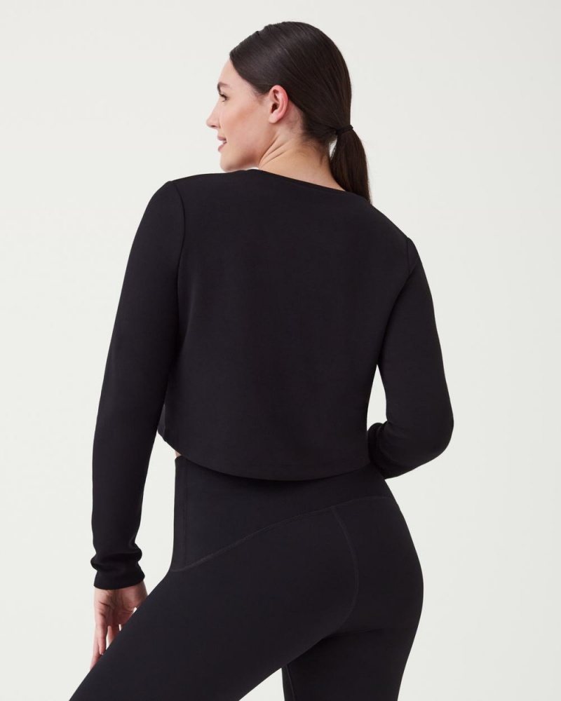 Black Spanx AirEssentials Cropped Long Sleeve Top | GKXRS-2574