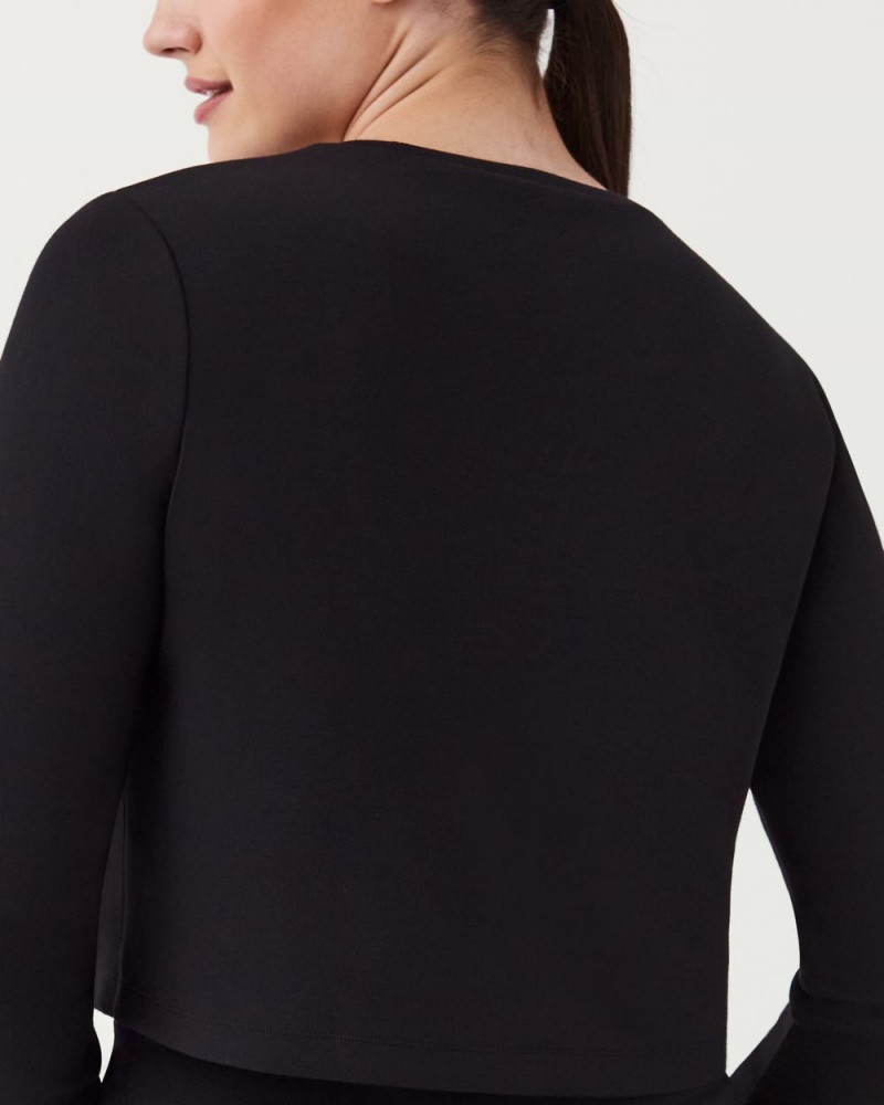 Black Spanx AirEssentials Cropped Long Sleeve Top | GKXRS-2574