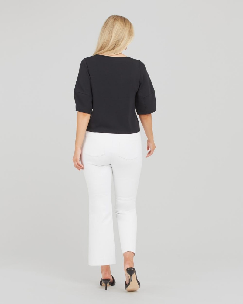 Black Spanx AirEssentials Puff Sleeve ‘At-the-Hip’ Top | WJVOZ-0345