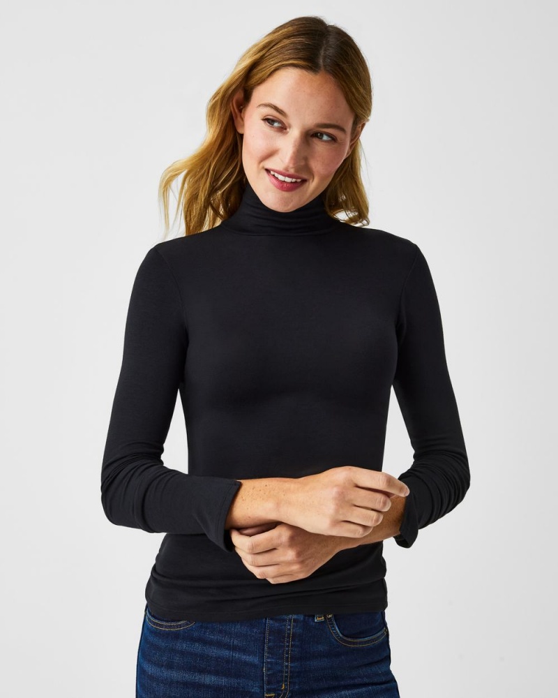 Black Spanx Better Base Long Sleeve Turtleneck | UTFZP-8417