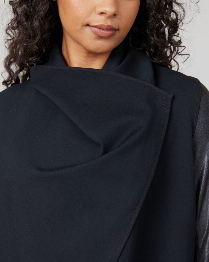 Black Spanx Drape Front Jacket | WCXZM-2436