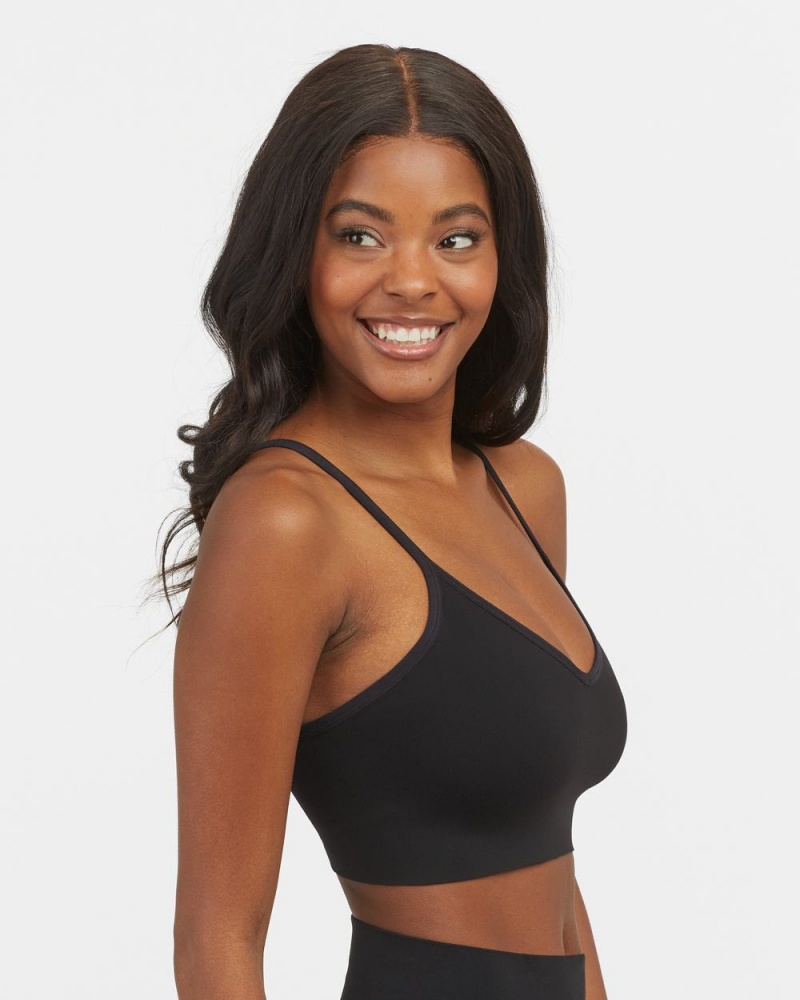 Black Spanx EcoCare Seamless Shaping Longline Bralette | GOTKI-7046