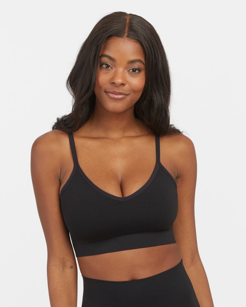 Black Spanx EcoCare Seamless Shaping Longline Bralette | GOTKI-7046