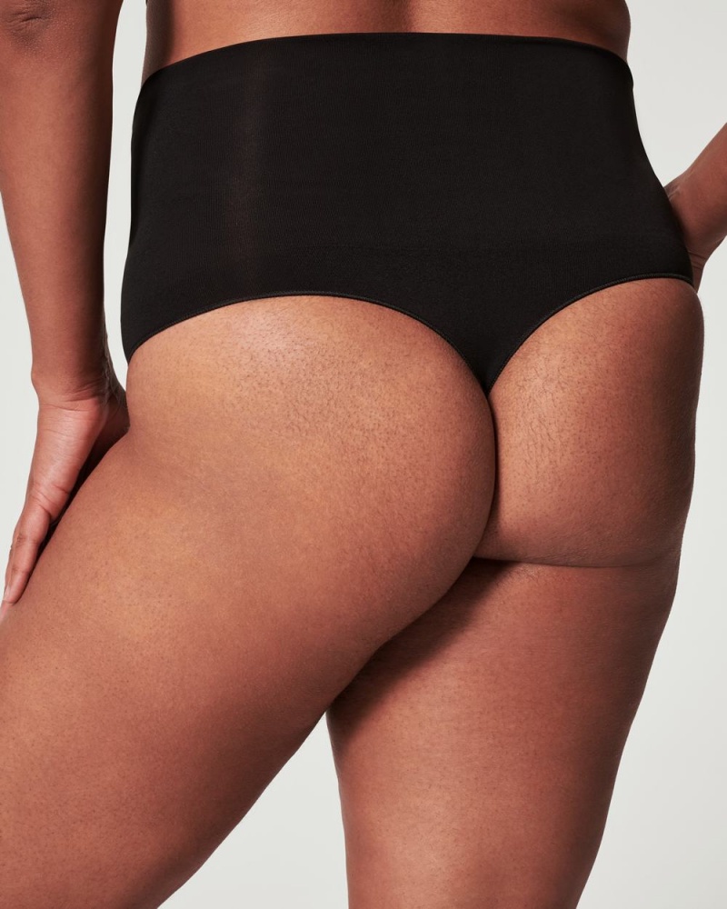 Black Spanx EcoCare Seamless Shaping Thong | OWMXK-6253