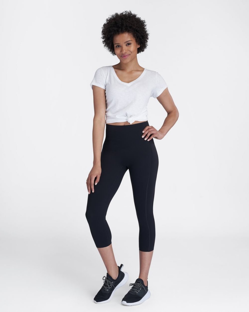 Black Spanx Every.Wear Active Icon Cropped Leggings | ZFKDU-0432