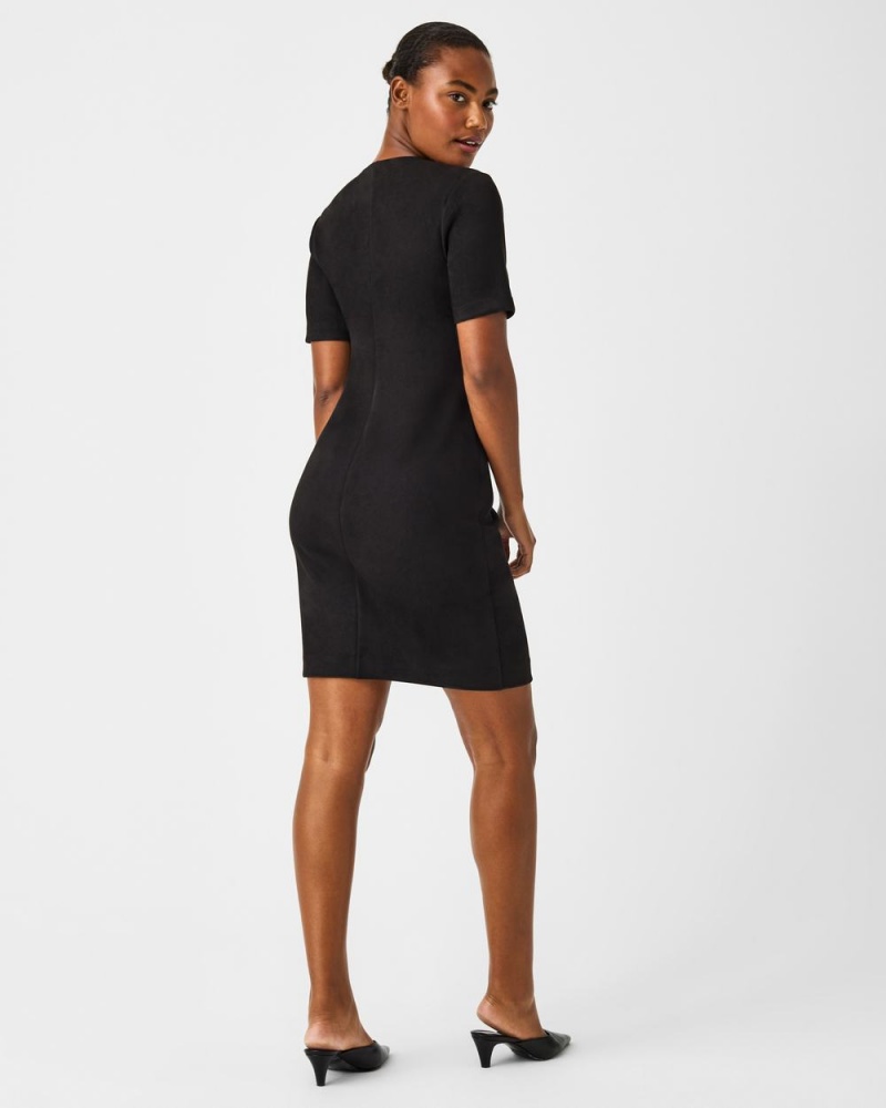 Black Spanx Faux Suede Column Dress | ZDMGI-6340