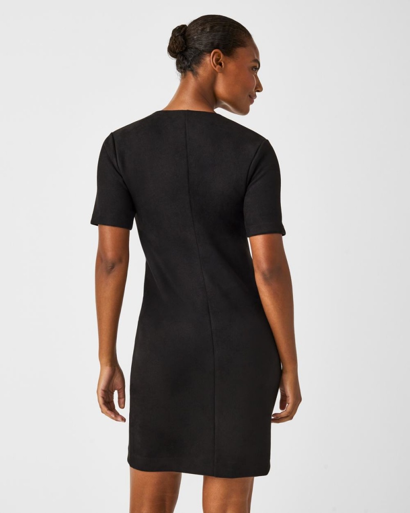 Black Spanx Faux Suede Column Dress | ZDMGI-6340