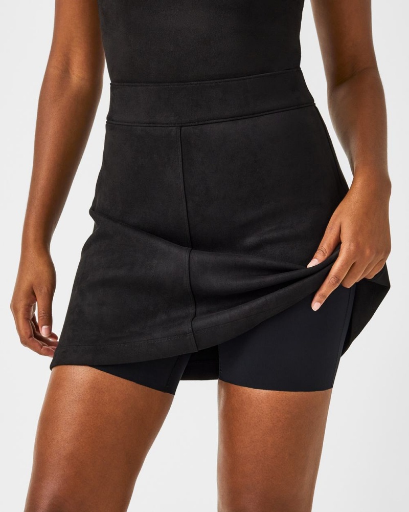 Black Spanx Faux Suede Mini Skirt, 16.5