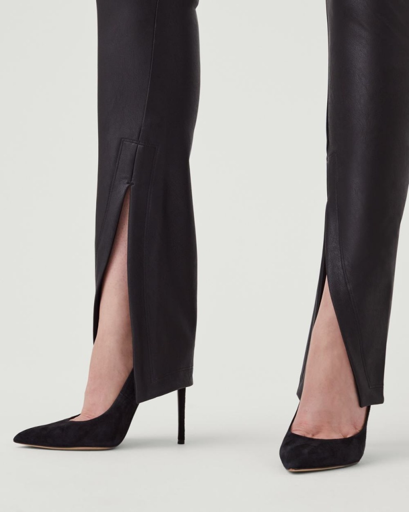 Black Spanx Leather-Like Front Slit Skinny | LAFIH-3527