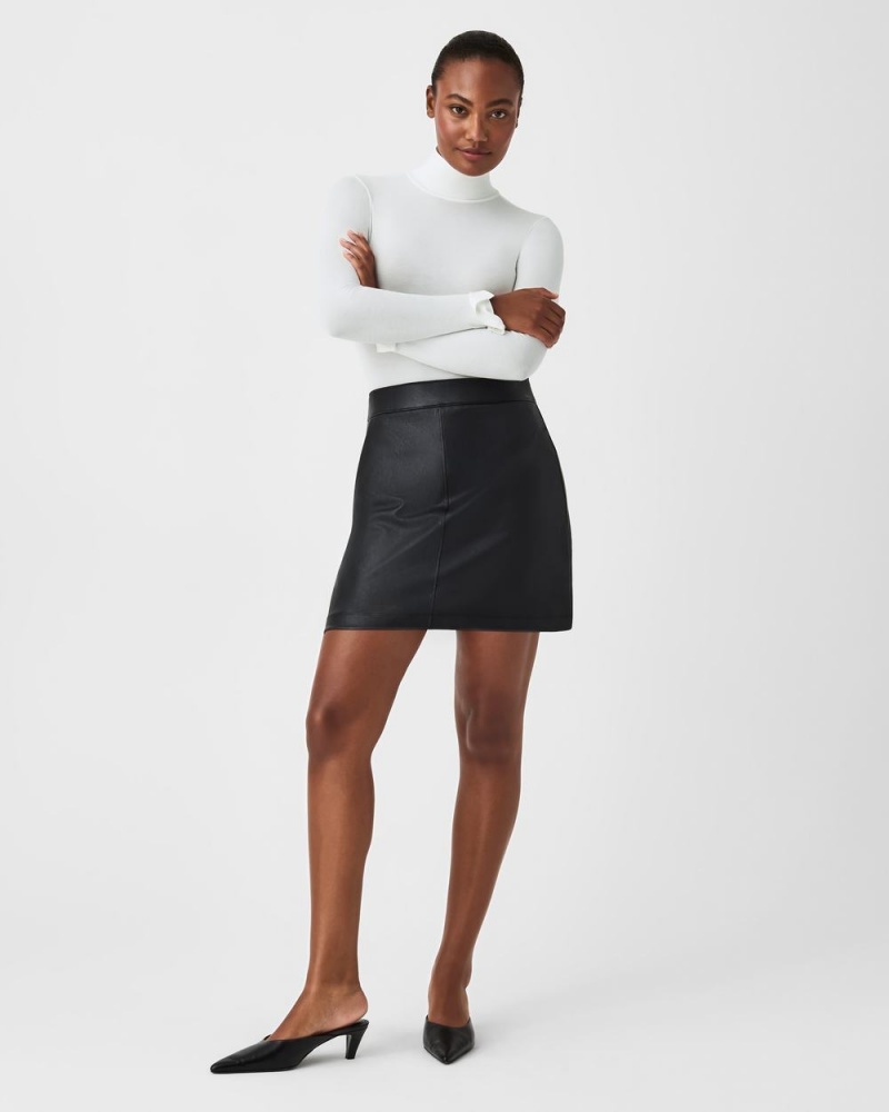 Black Spanx Leather-Like Mini Skirt, 16.5\