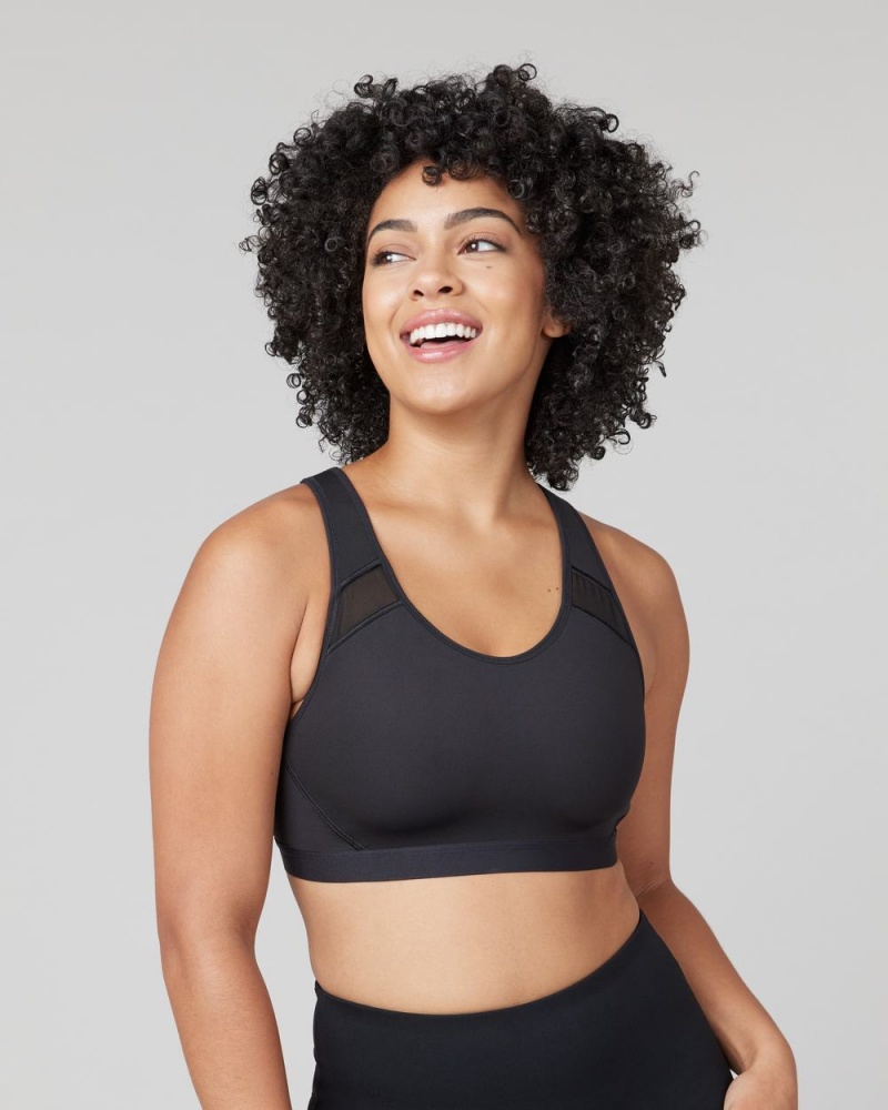 Black Spanx Medium Impact Sports Bra | XMZKT-8594